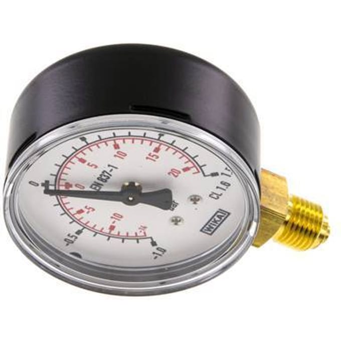 '-1..1.5 Bar Manometer Onderaansluiting Staal/Messing 63 mm Klasse 1.6