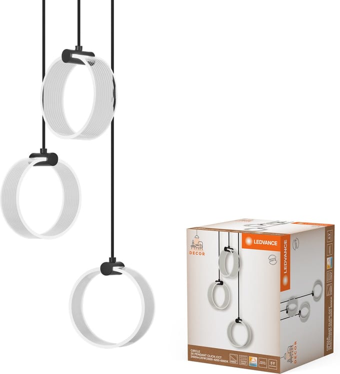 LEDVANCE Decor Circle 3XHanglamp PL 20W Click CCT Zwart