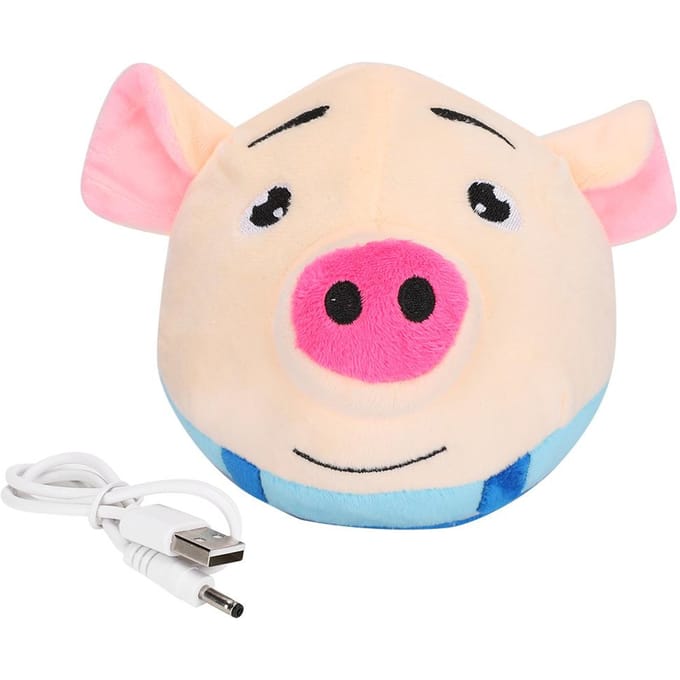 Huisdier Stuiterende Springbal Cartoon Varkenspop Bal USB Elektrische Interactie Wasbaar Zing Schattig beige