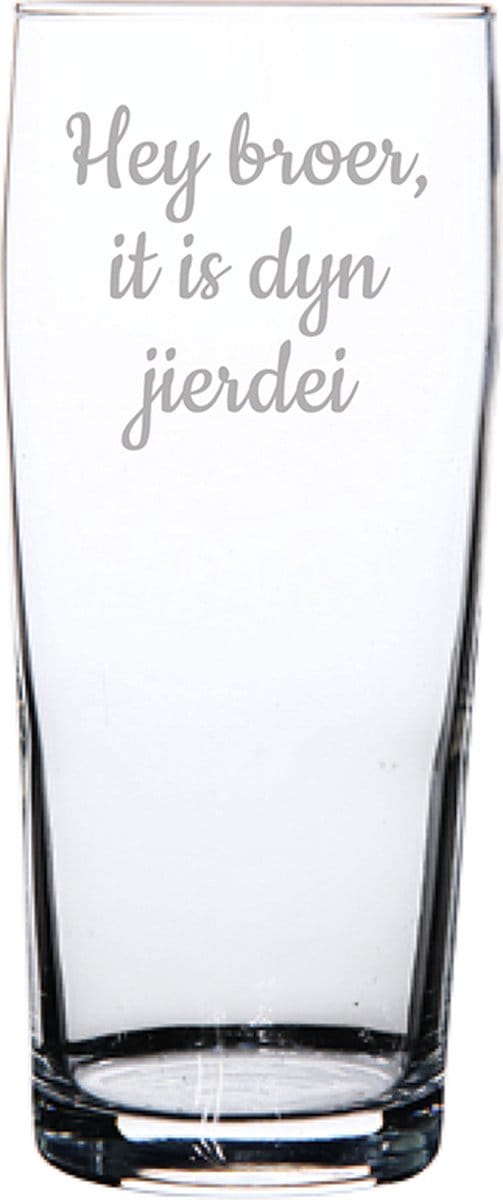 Bierfluitje gegraveerd - 19cl - Hey broer it is dyn jierdei