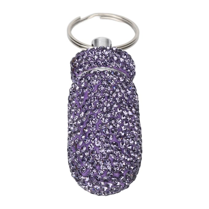 Paarse Strass Capsules Opbergkoffer Container met Sleutelhanger Aluminiumlegering Draagbaar Medicijn gray
