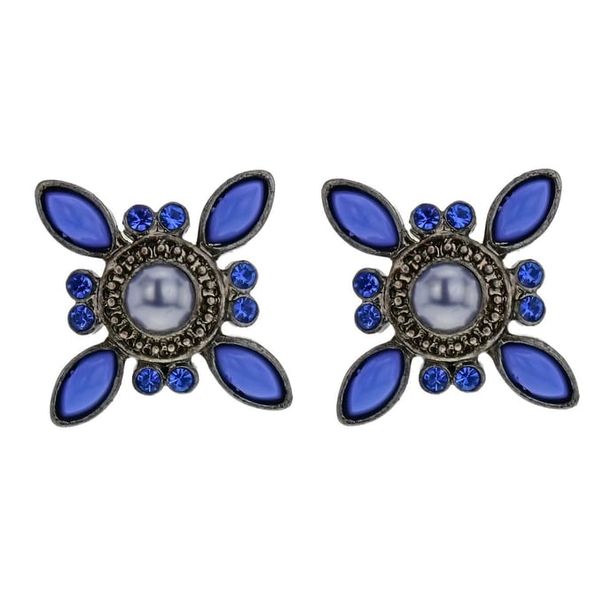 Vintage oorknop - blauw - Behave