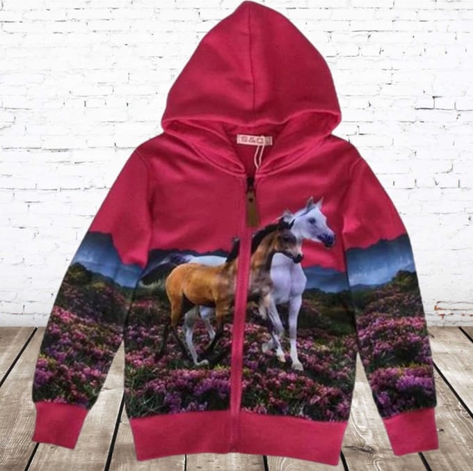 Paarden vest meisje f51 - Rood - 98/104