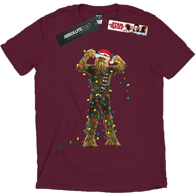 Star Wars Heren Chewbacca Kerstverlichting T-Shirt (Bourgondië)