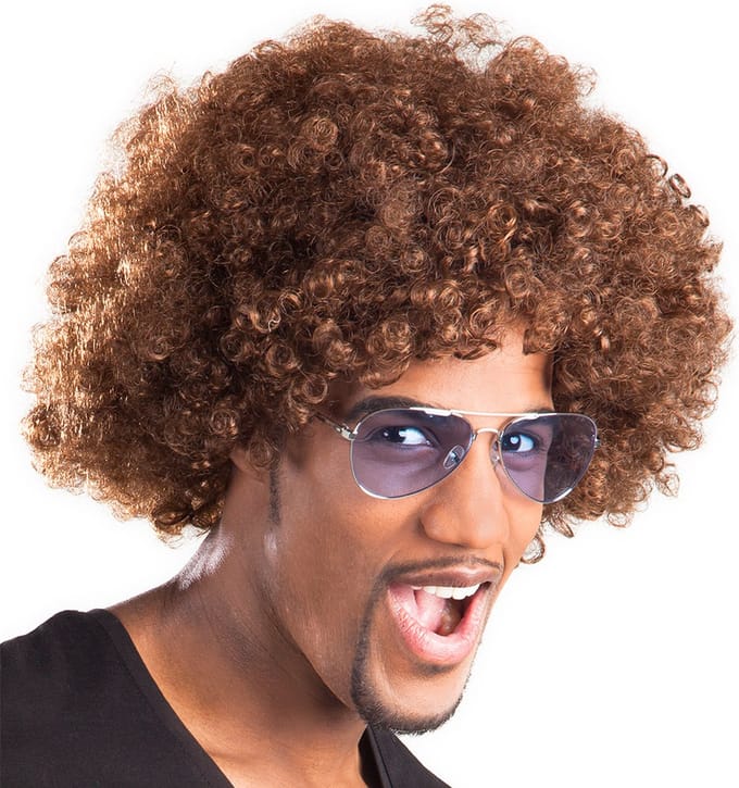 Boland - Pruik Groove bruin Bruin - Afro - Kort - Unisex - Danser/danseres - 70's, 80's & 90's - Disco
