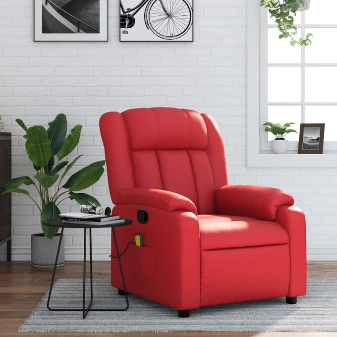 vidaXL - Massagestoel - verstelbaar - kunstleer - rood