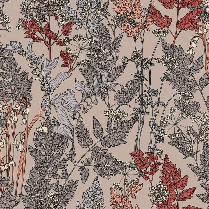 BLOEMEN EN BLADEREN BEHANG | Botanisch - meerkleurig beige - "Architects Paper" A.S. Création Floral Impression