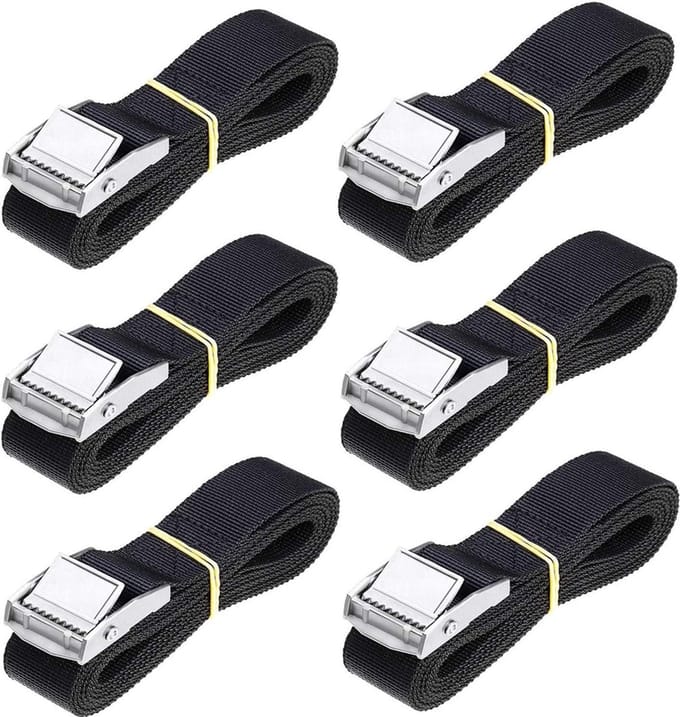 Spanbanden - Met klemgesp - Zwart - 1 meter - 6 stuks