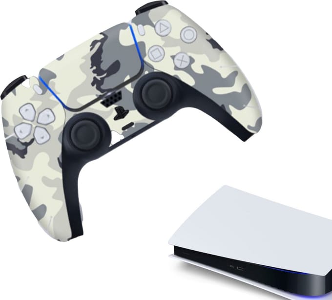 Gadgetpoint - Controller Stickers voor PS5, PlayStation 5 - Performance Gaming Skin - Bescherming Accessoires - Camo - Wit