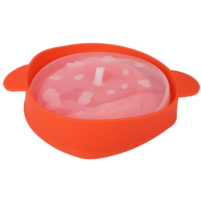 Rode Siliconen Magnetron Popcorn Emmer met Handvat Deksel Veilig Opvouwbare Popcorn Maker Kom pink
