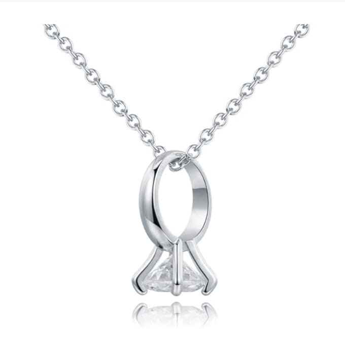 Zilverkleurige Dames Ketting Ring met Zirkonia Edelstaal