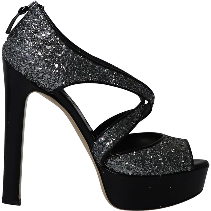 Miu Miu Platform Hakken in Zilveren Glitter