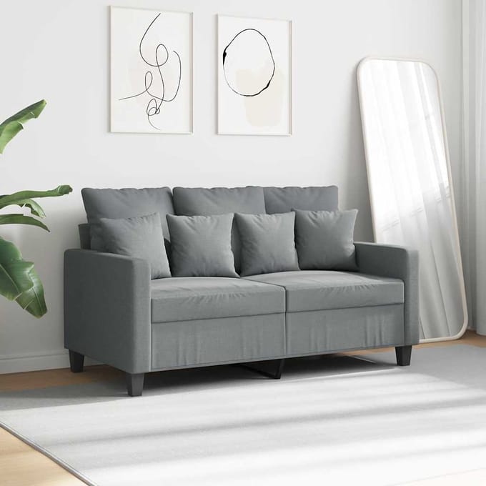 Vidaxl Bank 2-zits, Lichtgrijs, 120 Cm, Bekleed met Stof