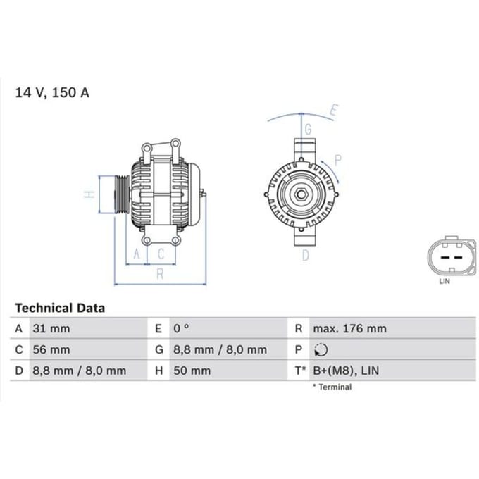 Driefasige generator BOSCH 0 986 047 150