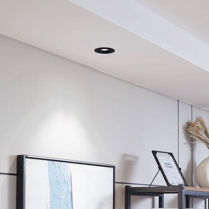 Arcchio Harcos LED downlight, zwart, Ø 8 cm, 4.000K