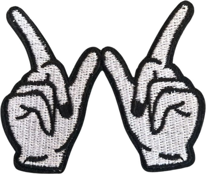 Vinger - peace - westside - strijkapplicatie - iron on - Strijk Embleem Patch / Grijs - zwart - carnaval