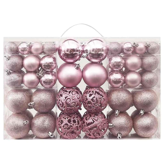 vidaXL - 100-delige - Kerstballenset - roze