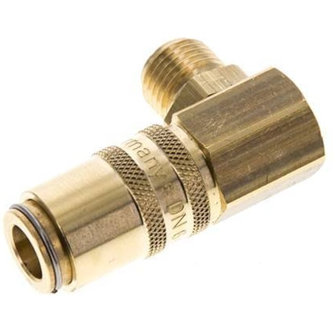 Messing DN 6 Tempereerkoppeling Snelkoppeling G 1/4 inch Buitendraad Dubbele afsluiting 90-deg