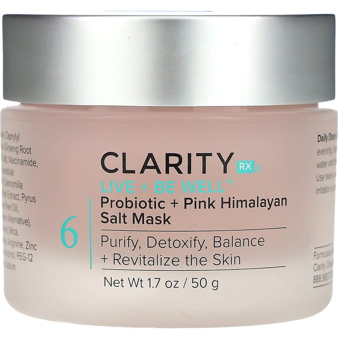 ClarityRx, Live + Be Well, Probiotic + Himalayan Salt Mask, 1.7 oz (50 g) gray