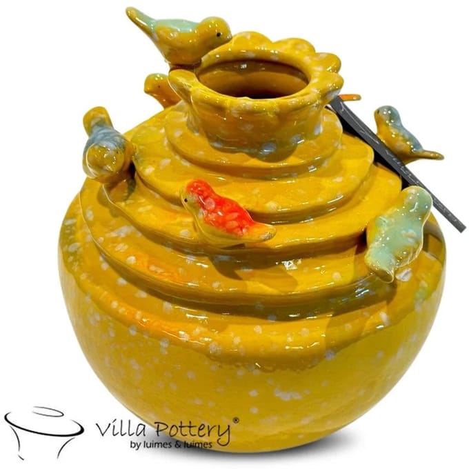 Gele Vogel Vaas Grenada D17xH17