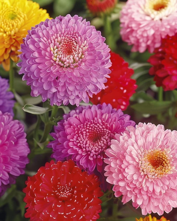 Zomeraster Zaden Pompon Gemengd Callistephus Chinensis Eenjarig