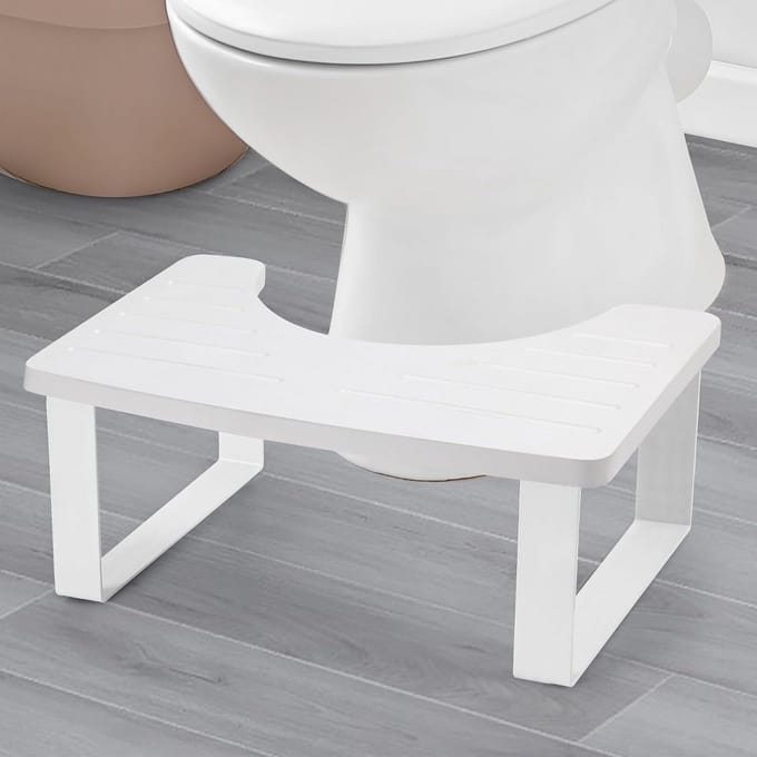 Bamboe Badkamerkruk als Toilet Hulpmiddel voor Squat Houding - Wit
