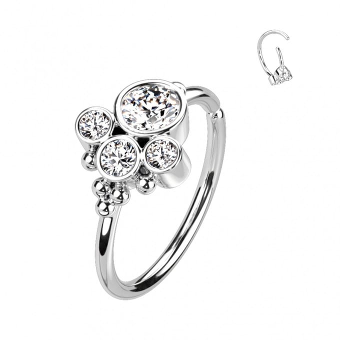 Piercing cluster steen buigbare ring 0.8X8 - zilver - LMPiercings