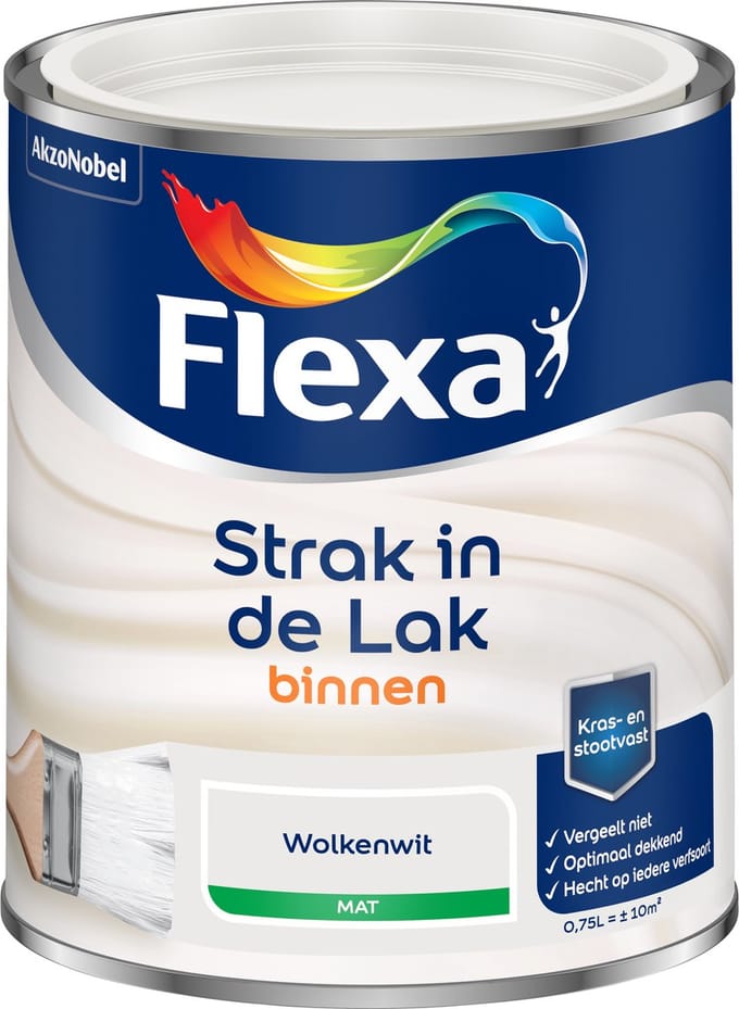 Flexa - Strak In De Lak Binnenlak Mat - Wolkenwit - 750 Ml