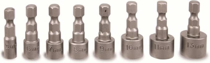 Tooltech Dopbitset 1/4" - 8-delig - Geschikt voor accuboormachines - Maten 5-13 mm