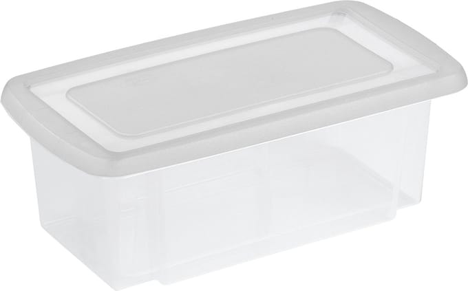 Sunware opslagbox - kunststof - 7 liter - transparant - 38 x 21 x 14 cm - met afsluitbare deksel