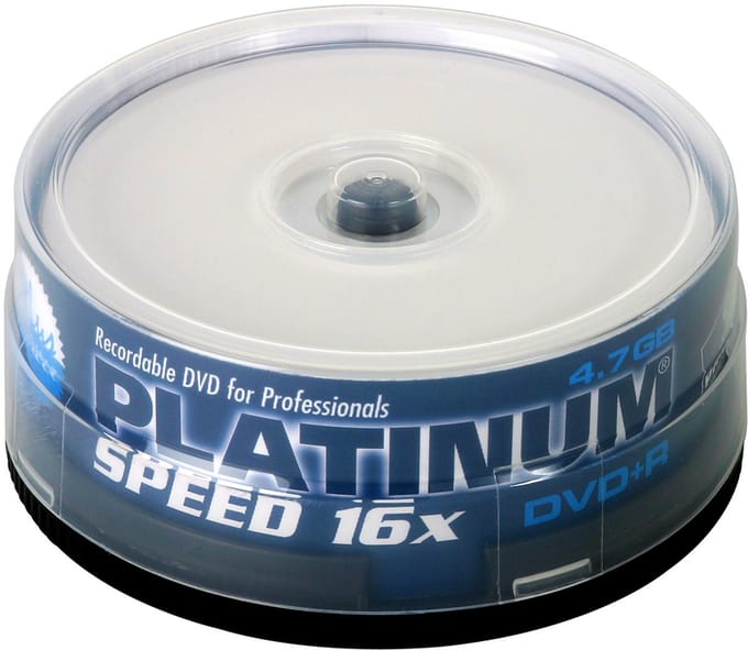 Dvd+R Disc 4.7 Gb Platinum 100121 25 Stuks Spindel Bedrukbaar
