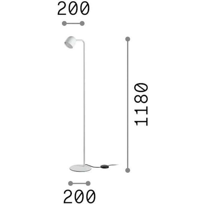 IDEAL LUX vloerlamp Dodo, wit, hoogte 118 cm, metaal, dimmer