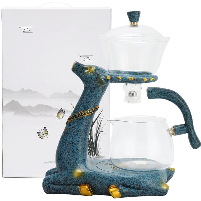 Magnetische theepot Hoge borosilicaatglas Koffiepot met hertenstandaard voor Huis Café Decoratie gray