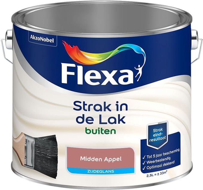 Flexa - Strak In De Lak Buitenlak Zijdeglans - Midden Appel - Mengverf - 2,5 L