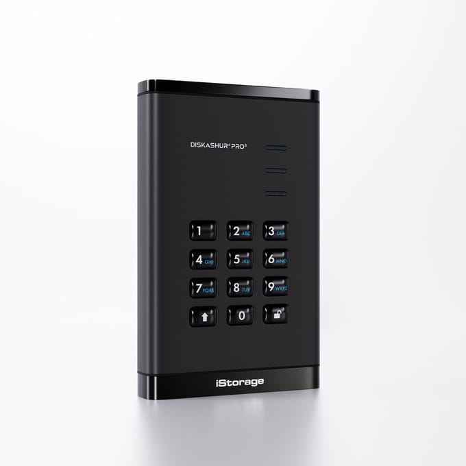 iStorage diskAshur PRO³ - hard drive - 4 TB - USB 3.2 Gen 1 - TAA Compliant - 4TB - External Hard drive - Black