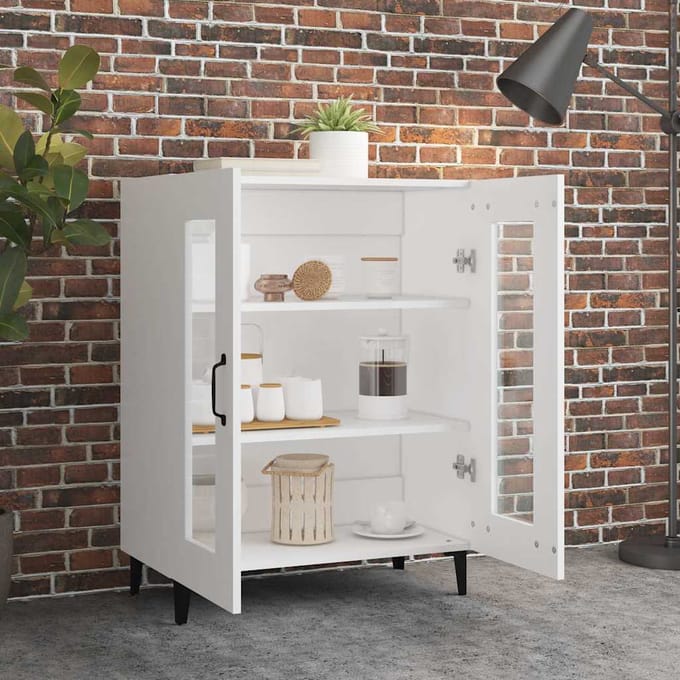 vidaXL - Dressoir - 69,5x34x90 - cm - bewerkt - hout - wit