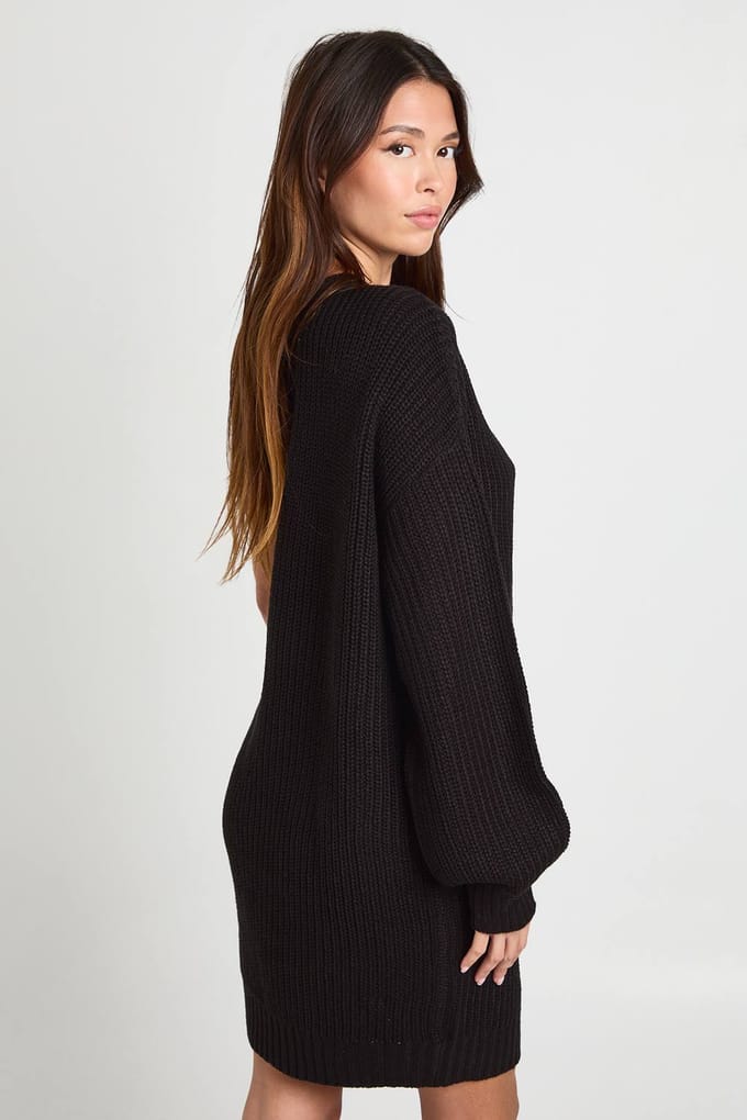 boohoo Dames Gebreide One Shoulder Mini Jurk | Zwart | Maat: Small