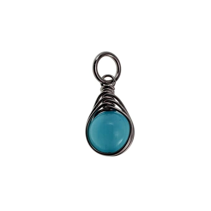 25mm x 10mm Turquoise Kattenoogsteen Hanger Dames - RVS - Handgemaakt Visgraattechniek Steen Hanger
