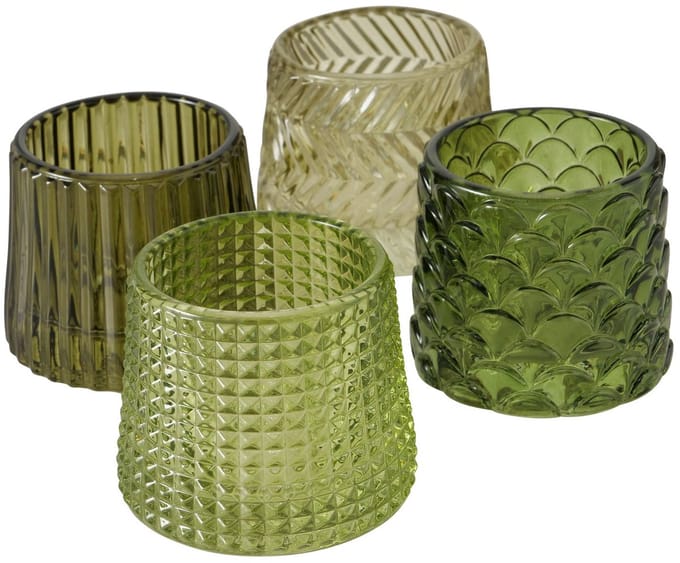 Theelichthouder Sabena glas h7cm groen