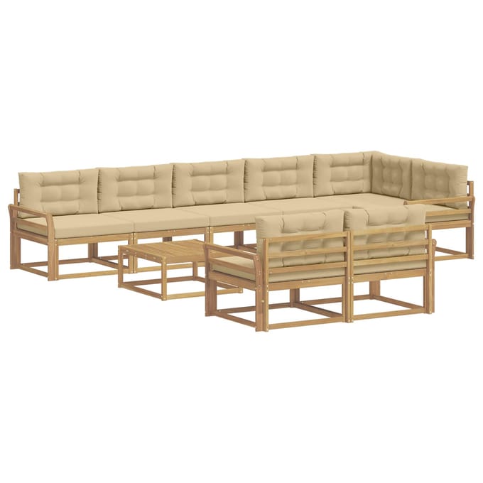vidaXL - Buiten - bank - set - 9 - st - Wit - en - Beige - Polyester