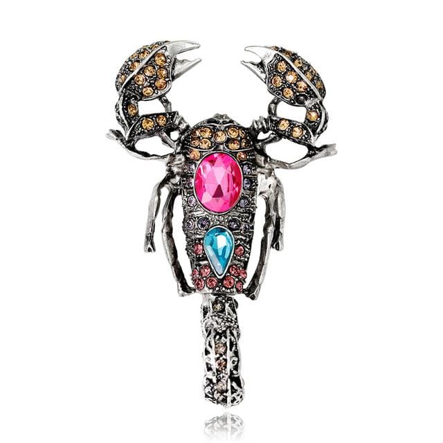 Modieuze Persoonlijkheid Schorpioen Broche Overdreven Retro Legering Ingelegd Strass Dier Broche Broche gray