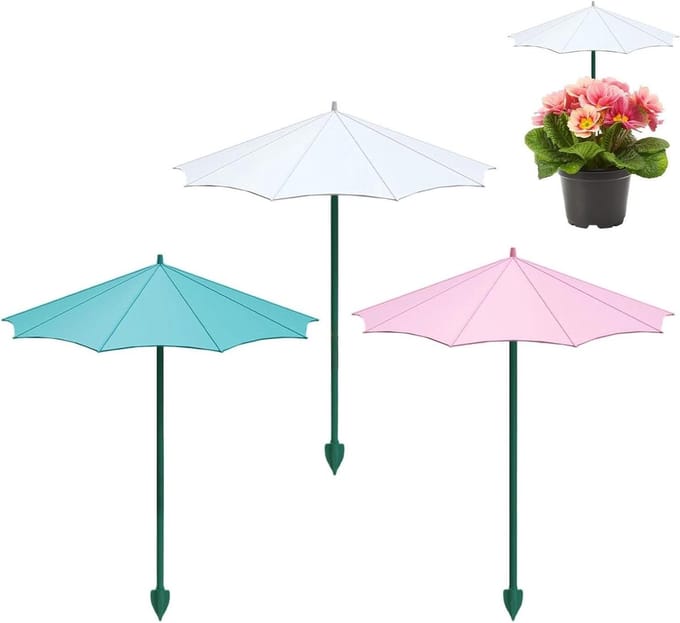 Plant paraplu - Potplant bescherming - Zon weren - Set van drie - 34x26.5 cm - Wit blauw