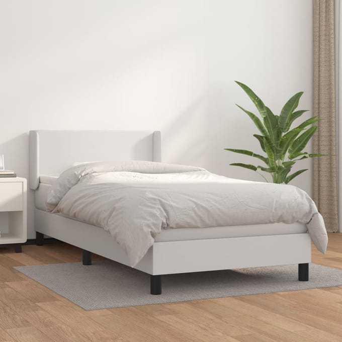 vidaXL - Boxspring - met - matras - kunstleer - wit - 80x200 - cm