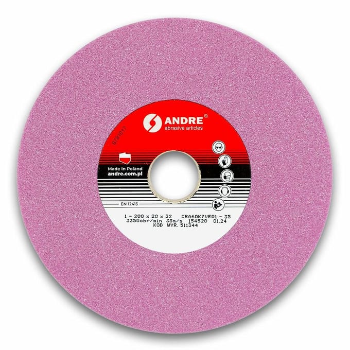 ANDRE - Vlakke Slijpschijf - 200 mm x 20 mm x 32 mm - CRA60K7VE01-35 - Roze - "Type 1"
