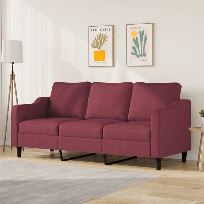 Vidaxl Bank 3-Zits, Wijnrood, 180 Cm, Gestoffeerd met Stof
