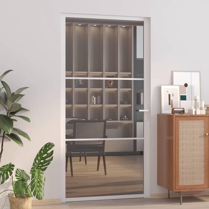 Binnendeur Glas - Interieur Deur - Moderne Ruimtes - Gehard Glas Privacy - 1025x2015 cm - Wit Donker