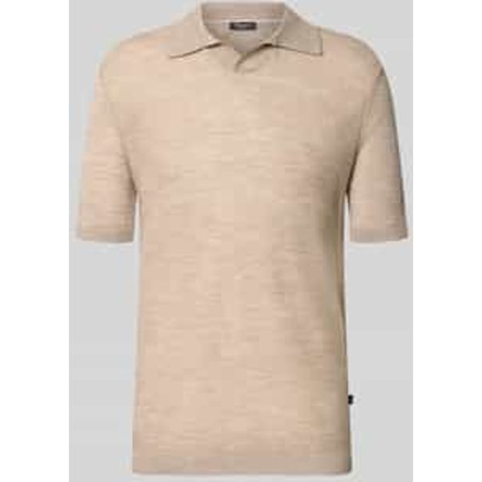 slim fit poloshirt van scheerwol met structuurpatroon