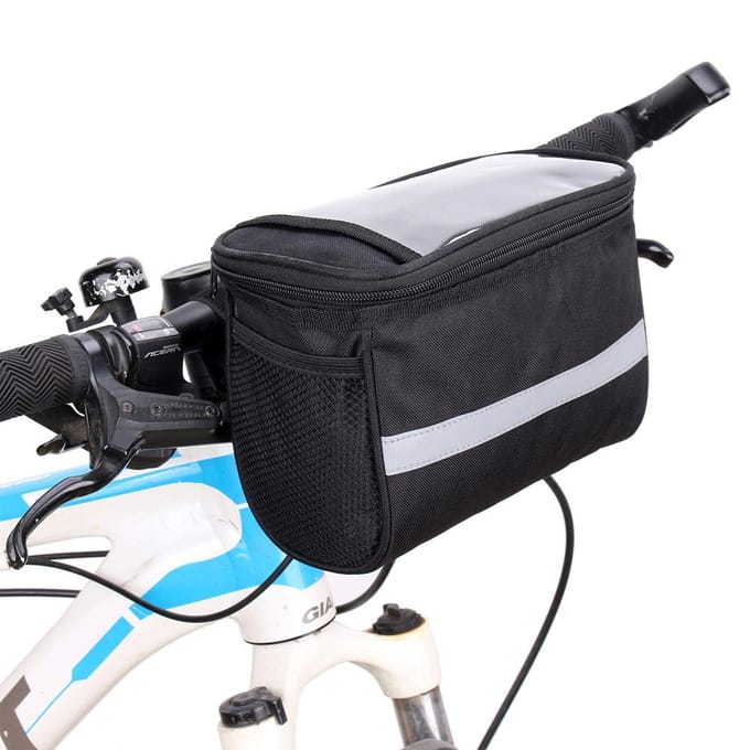 Fietstas Stuurtas met Zijvak van Mesh Transparant Telefoonvak Voorvak white
