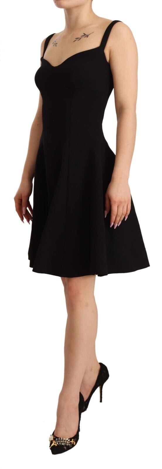 Dolce & Gabbana Dames Zwarte Fit Flare Wol Stretch Sheath Jurk
