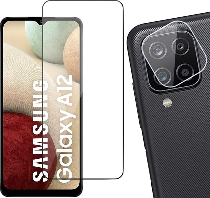 Screenprotector geschikt voor Samsung Galaxy A12 - Camera Screen Protector Glas
